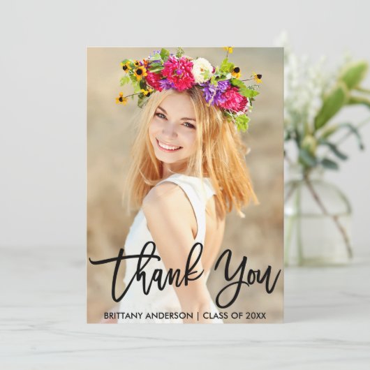 Moderner Pinsel Script Abschluss Danke Karte (Stehend Vorderseite)