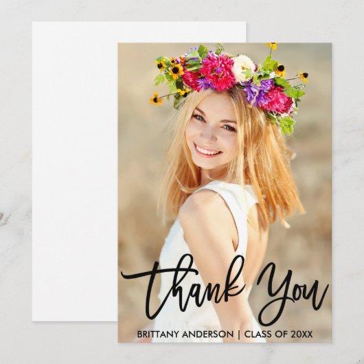 Moderner Pinsel Script Abschluss Danke Karte (Vorne/Hinten)