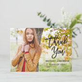 Moderner Pinselskript-Abschluss Danke, Blk Card Ankündigung (Stehend Vorderseite)