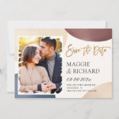 Moderner Pinselstrich Abstrakte Formen Foto Save The Date (Vorderseite)