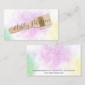 Moderner Pinselstrich Foto Rosa Glitzer Visitenkarte (Vorne/Hinten)