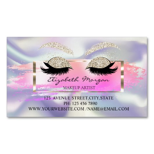 Moderner Pinselstrich, holografischer Glitzer Lash Magnetische Visitenkarte (Vorderseite)