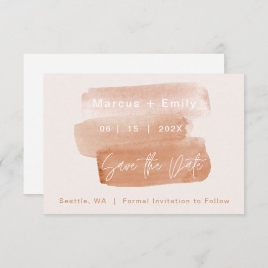 Moderner Pinselstrich Minimalistisch Save The Date (Vorne/Hinten)