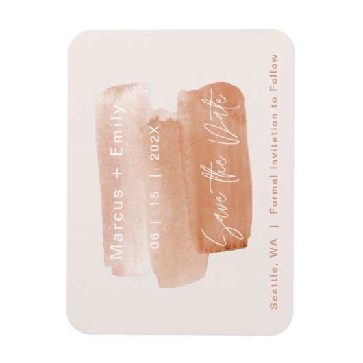 Moderner Pinselstrich Save the Date Minimalistisch Magnet (Vertikal)