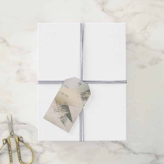 Moderner Pinselstrich zieht Gold in rauen Grün Geschenkanhänger (Mit Garn)