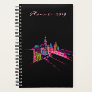 Moderner Planer 2019 Black Vibrant City Art
