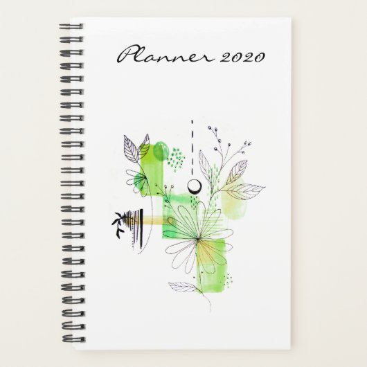 Moderner Planer 2020 Grüne Kunst Abstrakt (Vorderseite)
