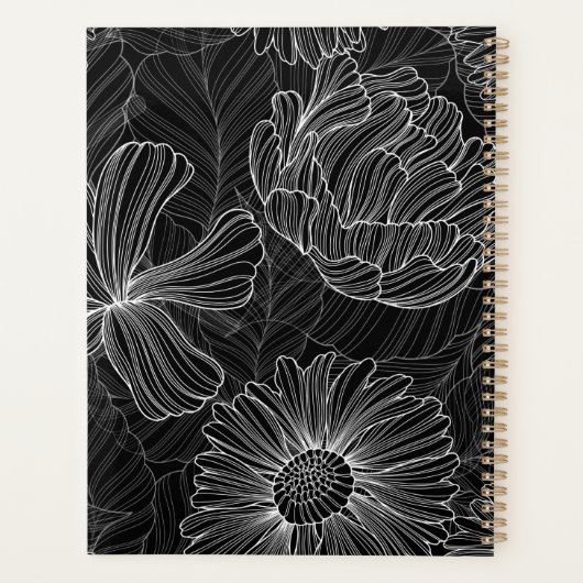 Moderner Planer für Schwarz-Weiß-Blütenspirale (Rückseite)