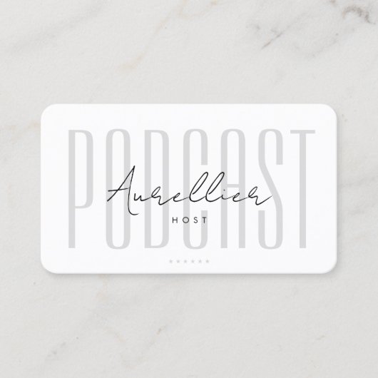 Moderner Podcaster Voice Actor Beruflich White Visitenkarte (Vorderseite)