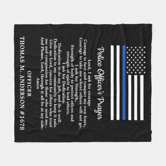 Moderner Polizeibeamter Gebet Thin Blue Line Fleecedecke (Vorderseite (Horizontal))