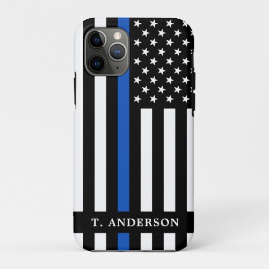 Moderner Polizeibeamter Personalisiert dünne blaue Case-Mate iPhone Hülle (Rückseite)