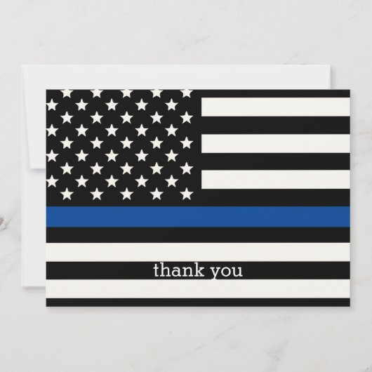 Moderner Polizeibeamter Personalisiert dünne blaue Dankeskarte (Vorderseite)