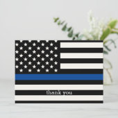 Moderner Polizeibeamter Personalisiert dünne blaue Dankeskarte (Stehend Vorderseite)