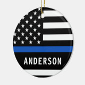 Moderner Polizeibeamter Personalisiert dünne blaue Keramik Ornament (Links)