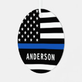 Moderner Polizeibeamter Personalisiert dünne blaue Ornament Aus Metall (Vorderseite links)