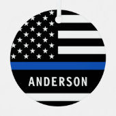 Moderner Polizeibeamter Personalisiert dünne blaue Ornament Aus Metall (Vorderseite)