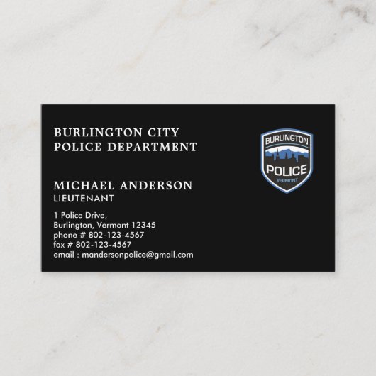 Moderner Polizeibeamter - Rechtsdurchsetzung für d Visitenkarte (Vorderseite)