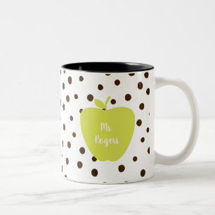 Moderner Polka Dot Neon Apple Lehrer Zweifarbige Tasse