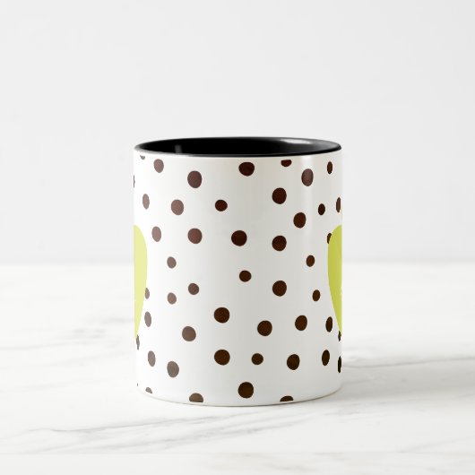 Moderner Polka Dot Neon Apple Lehrer Zweifarbige Tasse (Mittel)