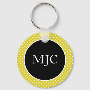 Moderner Polka Dot Personalisierter Tastenring Schlüsselanhänger