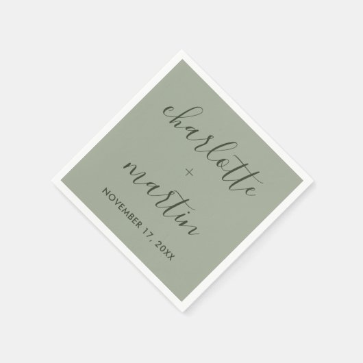 Moderner Polterabend für grüne Verlobung Serviette (Ecke)