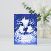 Moderner Pop Art Cat Blue Postkarte (Stehend Vorderseite)