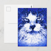 Moderner Pop Art Cat Blue Postkarte (Vorne/Hinten)