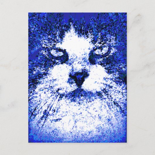 Moderner Pop Art Cat Blue Postkarte (Vorderseite)
