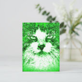 Moderner Pop Art Cat Green Postkarte (Stehend Vorderseite)