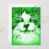 Moderner Pop Art Cat Green Postkarte (Vorne/Hinten)