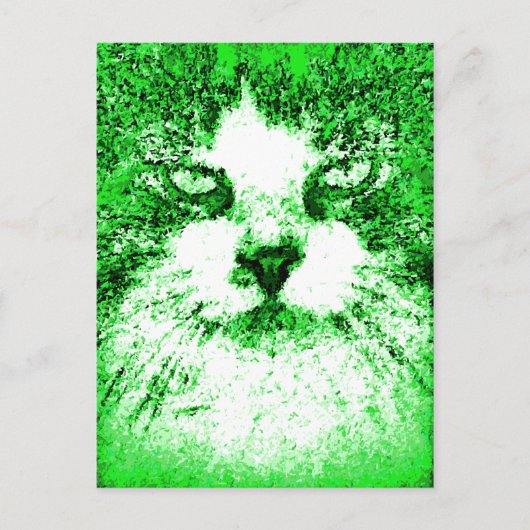 Moderner Pop Art Cat Green Postkarte (Vorderseite)