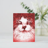 Moderner Pop Art Cat Rot Postkarte (Stehend Vorderseite)