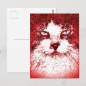 Moderner Pop Art Cat Rot Postkarte (Vorne/Hinten)