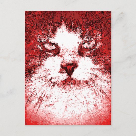 Moderner Pop Art Cat Rot Postkarte (Vorderseite)