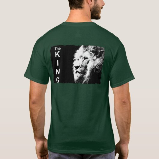 Moderner Pop Art Lion Template Deep Forest Green T-Shirt (Rückseite)