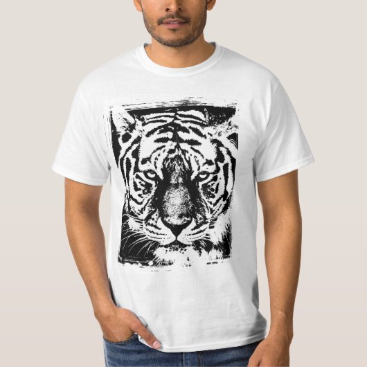 Moderner Pop Art Tiger Face Mens Wert Weiß T-Shirt (Vorderseite)