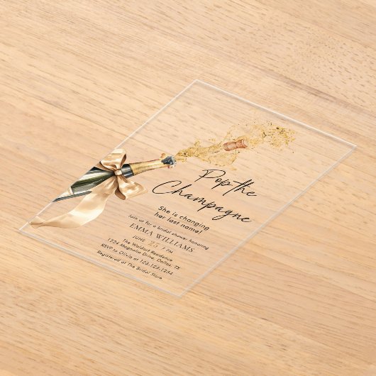 Moderner Pop Das Champagner-Brautparty Acryleinladungen (Ablage )