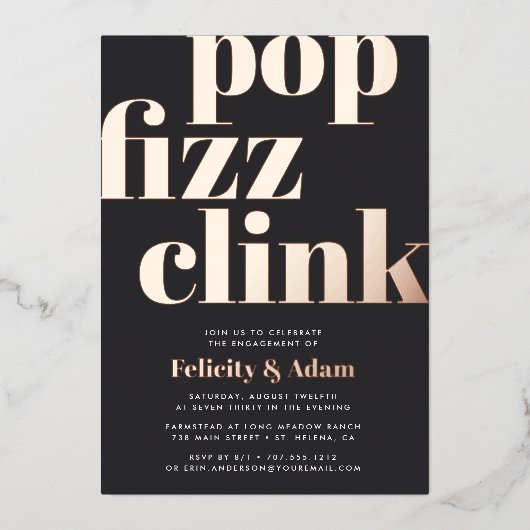 Moderner Pop | Engagement Folieneinladung (Vorderseite)