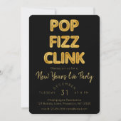 Moderner Pop Fizz Clink Neujahrsfest Party Einladung (Vorderseite)