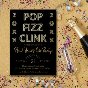 Moderner Pop Fizz Clink Neujahrsfest Party Folien Feiertagskarte