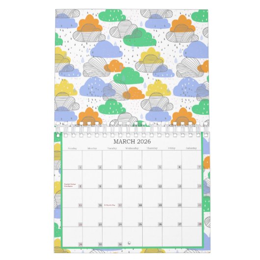 Moderner Pop hell zeitgenössisches Muster Kalender (Mär 2026)