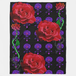 Moderner Pop-Kunst-Rosen-Kuss-Druck-BlumenFleece Fleecedecke
