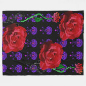 Moderner Pop-Kunst-Rosen-Kuss-Druck-BlumenFleece Fleecedecke (Vorderseite (Horizontal))