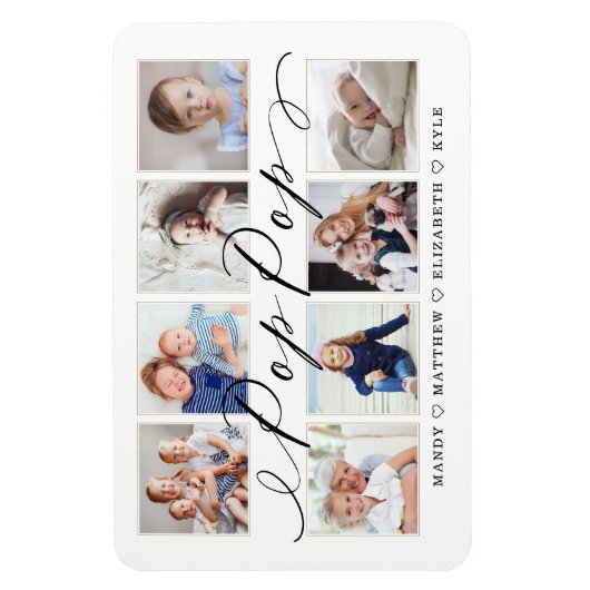 Moderner Pop Pop Skript Großkinder FotoCollage Magnet (Vertikal)