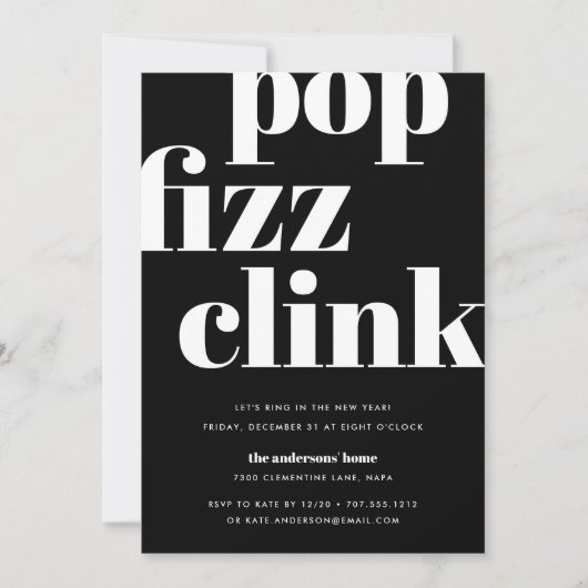 Moderner Pop | Silvester-Party Einladung (Vorderseite)