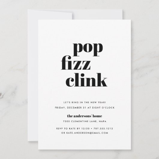 Moderner Pop | Silvester-Party Einladung (Vorderseite)