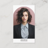 Moderner Porträtfoto-QR-Code-Stylist Visitenkarte (Vorderseite)