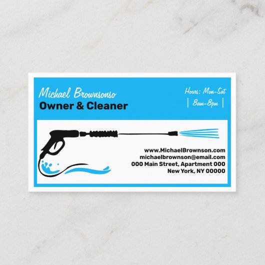 Moderner Power Druckblau Auto waschen Visitenkarte (Rückseite)