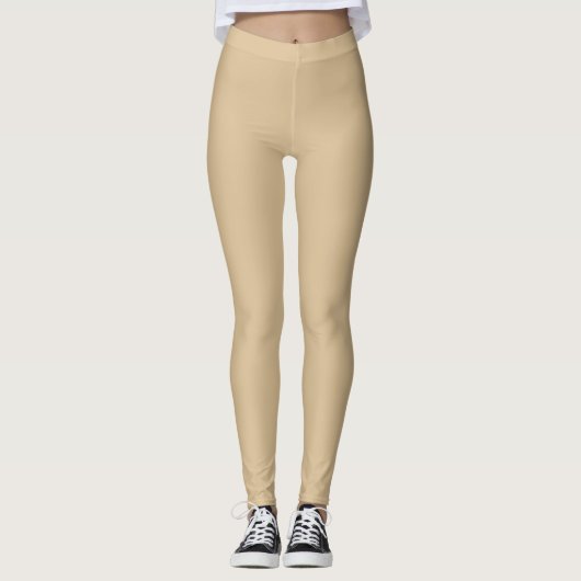 Moderner praktischer Farbblock l Beige Leggings (Vorderseite)