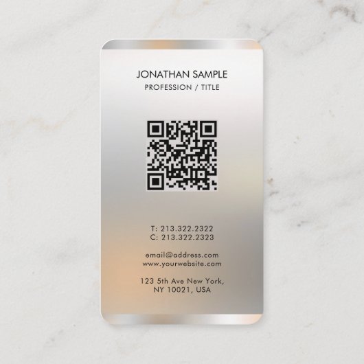 Moderner Premium Seidenpapier Glamour Silver Luxur Visitenkarte (Rückseite)